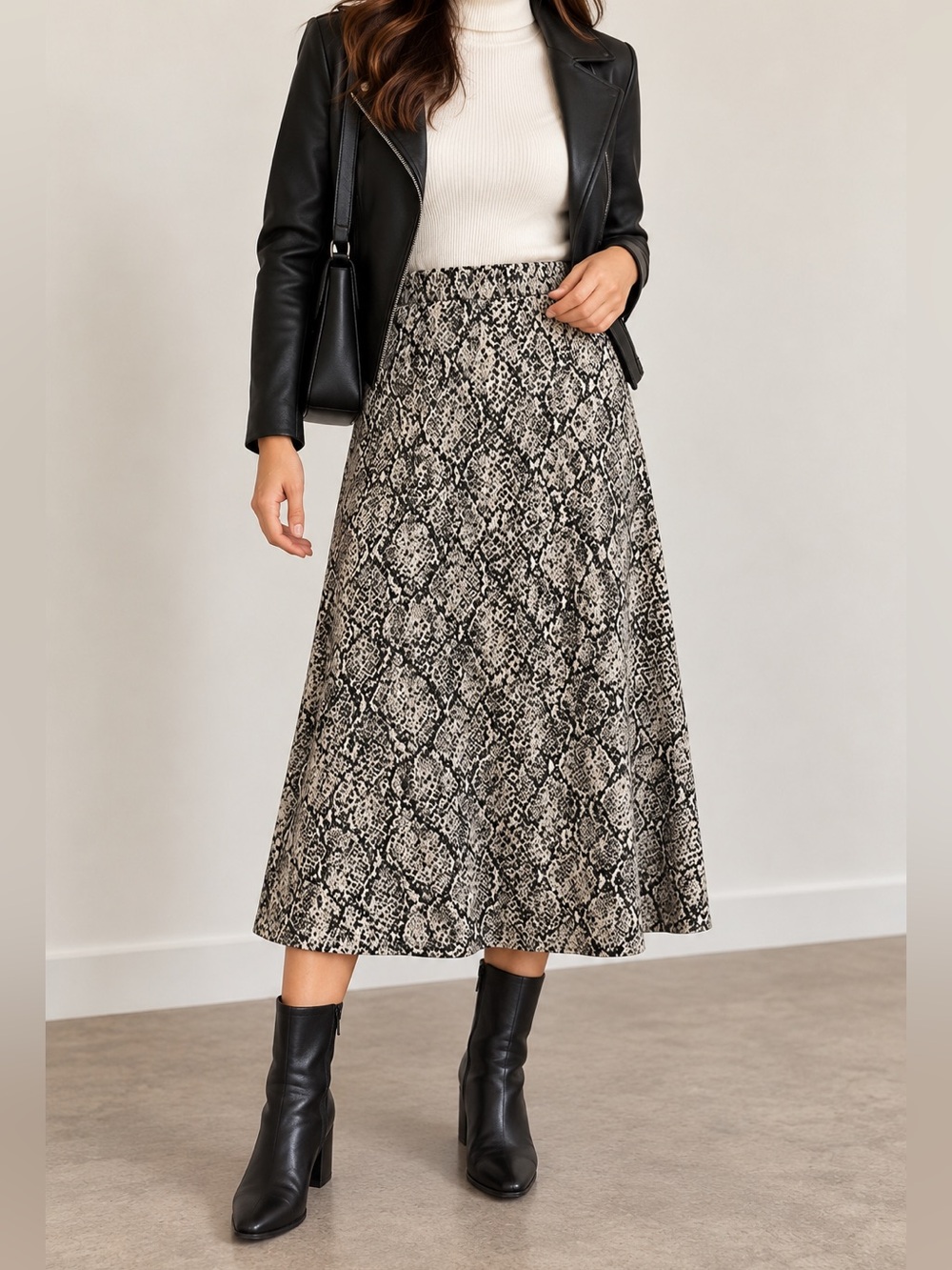 ZARA SNAKESKIN KNIT ELASTIC. WAIST SKIRT Size S
